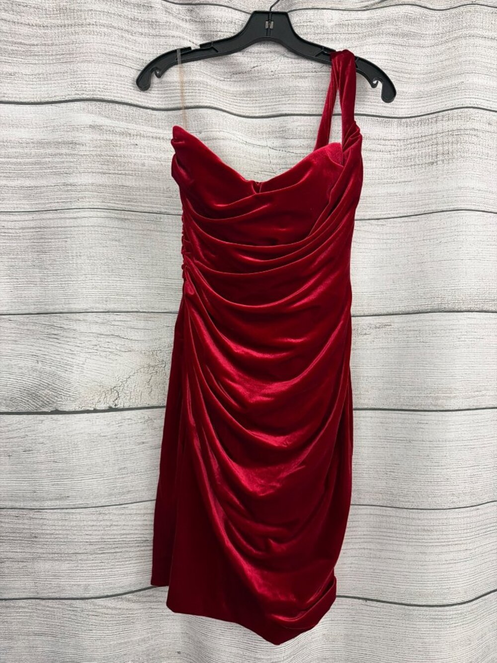 House Of CB Red Velvet Draped Mini Dress Size M
